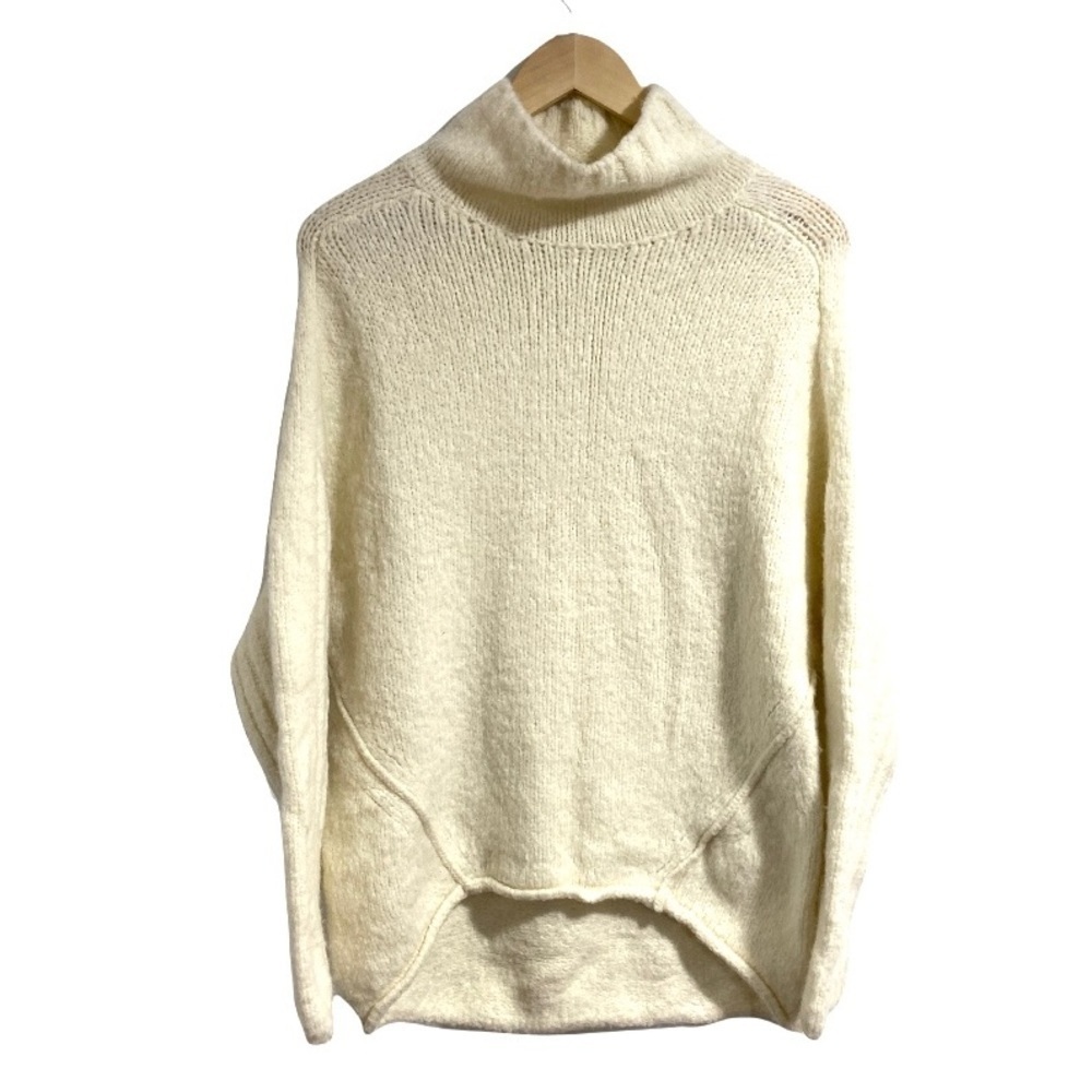 Anthropologie sweater wool blend cream mock neck‎ soft warm xxs oversized